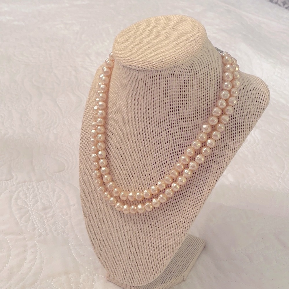 Faux Pearl Vintage Beautiful double strand Necklace